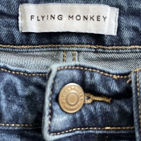 Flying Monkey Jean Shorts Frayed Hem Distressed Boho Womens Size‎ 26 Blue Denim - Picture 7 of 12